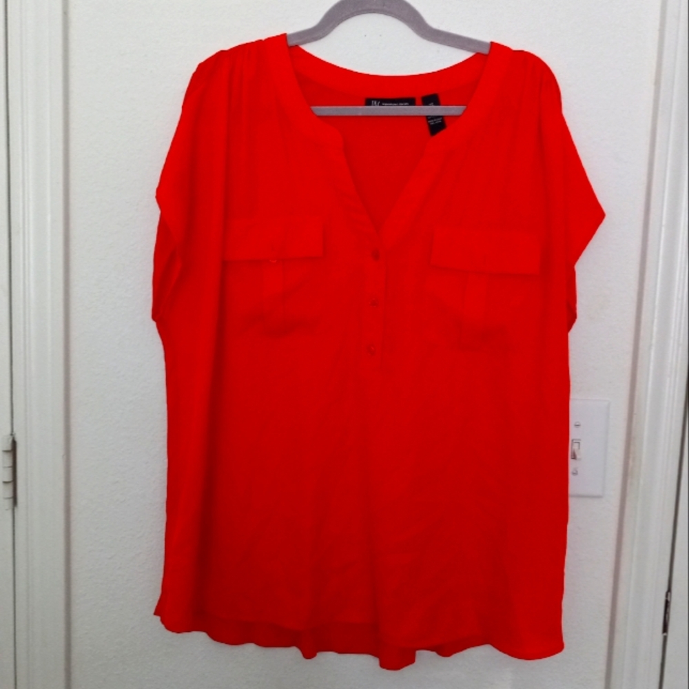 INC International Concepts Vibrant Red Blouse